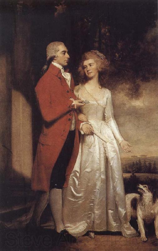 George Romney Sir Christopher and Lady Sykes strolling in the garden at Sledmere Spain oil painting art